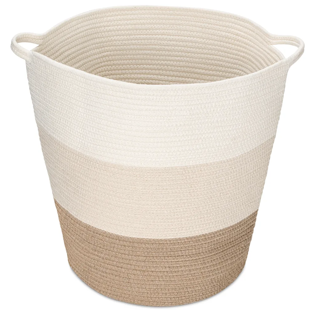 Navaris Flechtkorb Zur Aufbewahrung Aus Baumwolle - Wäschekorb Geflochten - Seil Korb Rund Für Wäsche Kissen Decken Spielzeug - Waschbar – Bild 4
