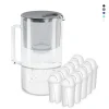 Wessper Glas Wasserfilter 2,5 L Mit 10 Filterkartuschen, Kompatibel Mit Brita Classic-Grau