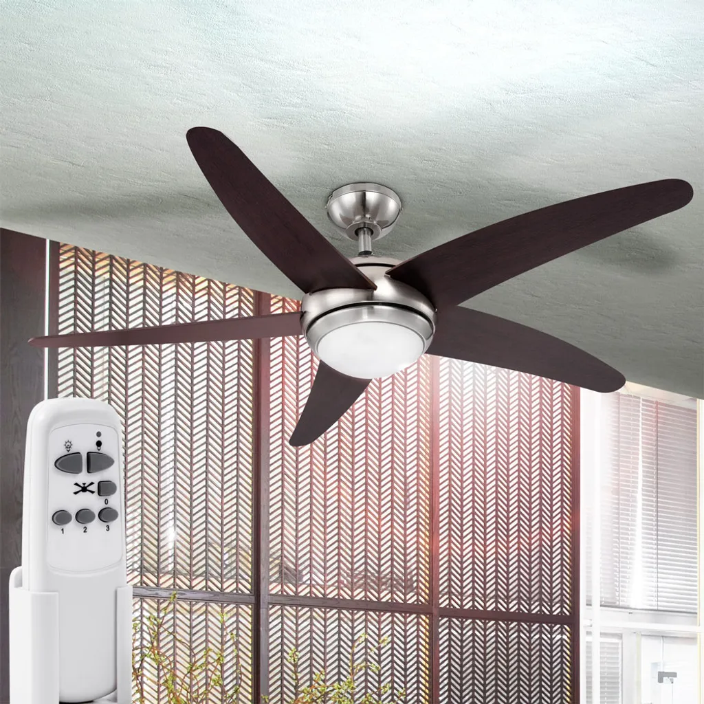 Globo Lighting VENTILATOR Metall Nickel Matt, MDF Wenge, Glas Opal, Fernbedienung, Batterie Inkludiert 2x AAA,, Max. Motorleistung 55W, Optimale Raumnutzung 30m², Abkühlung, Aufheizen, Geschwindigkeitsstufen 80/95/170 RPM, ø: 1320mm, H: 372mm, Exkl. 1x E14 60W 230V – Bild 11