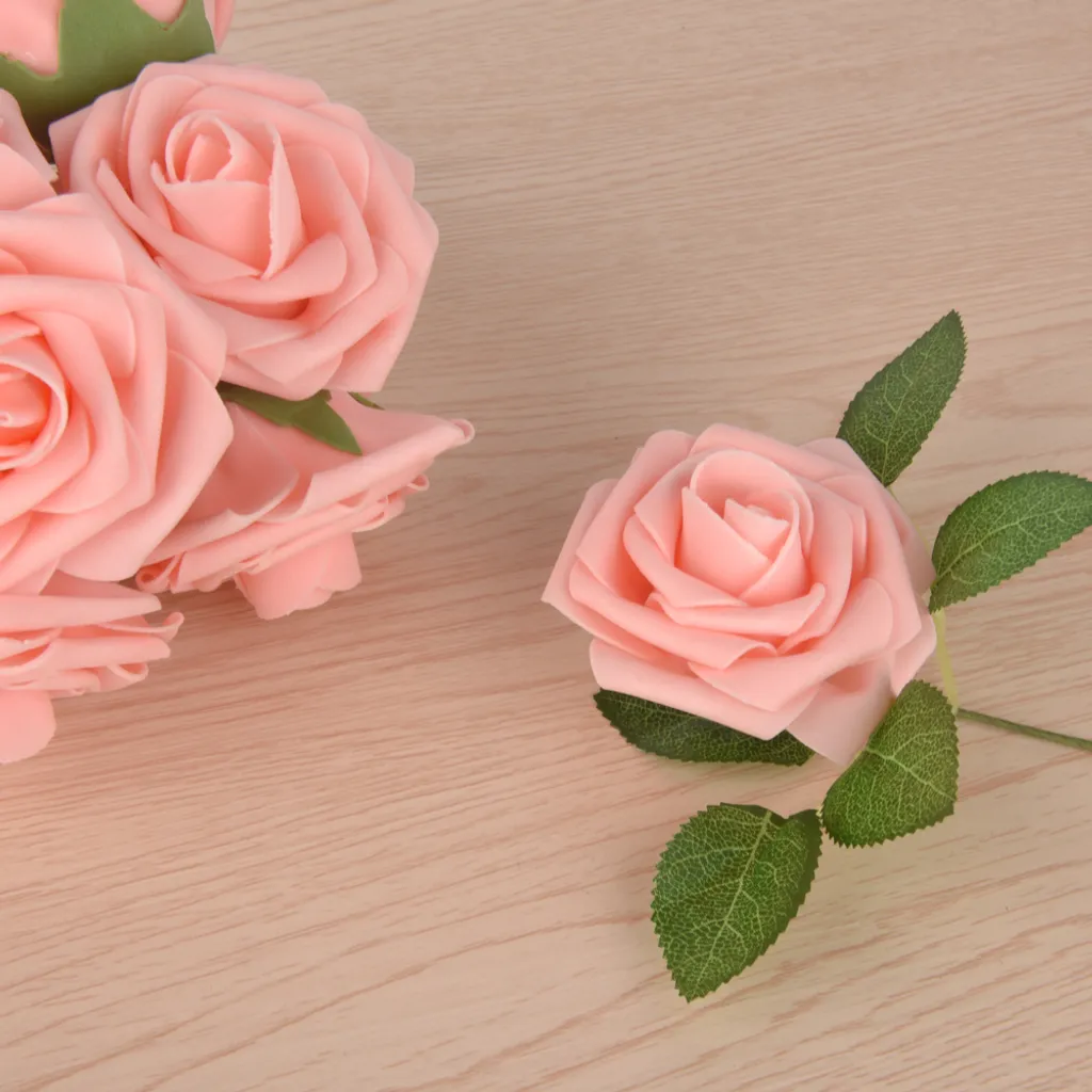 EAST-WEST Trading 25 Stück Peacy Kunstrosen, Rosane Schaumrosen Für Blumensträuße, Ansteckrosen – Bild 4