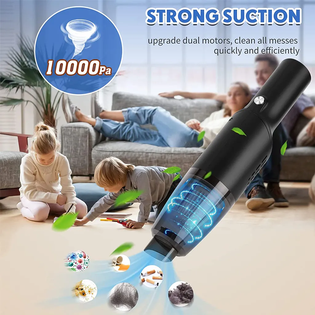 Mmgoqqt Mini Handstaubsauger Kabellos - Handstaubsauger Wiederaufladbar Tragbar , USB Staubsauger Für Auto, Tastatur, Tierhaare,Black – Bild 4