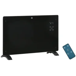 HOMCOM Heizlüfter Elektroheizung 1000/2000W Konvektor-Heizung Freistehend/ Wandmontage Mit Timer Leise Heizung Mit Fernbedienung Und LED-Display Kippschutz Für Raum 25 M² Schwarz 78 X 24 X 52cm