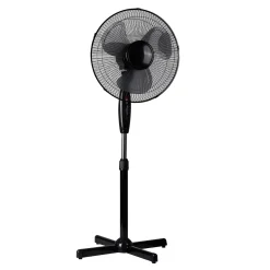 Linder Exclusiv LEX Standventilator Ø40 Cm Mit Nachtlicht, 3 Geschwindigkeiten, Oszillation, 130cm Höhenverstellbar, Schwarz