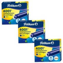 Set - 3er Pack Pelikan Tintenpatronen 4001 TP/6, Königsblau