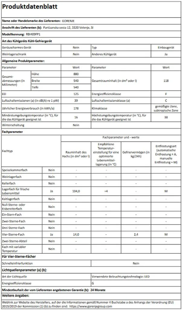 Gorenje - RBI409FP1 - Einbau-Kühlschrank Mit Gefrierfach - Schlepptür-Technik – Bild 4