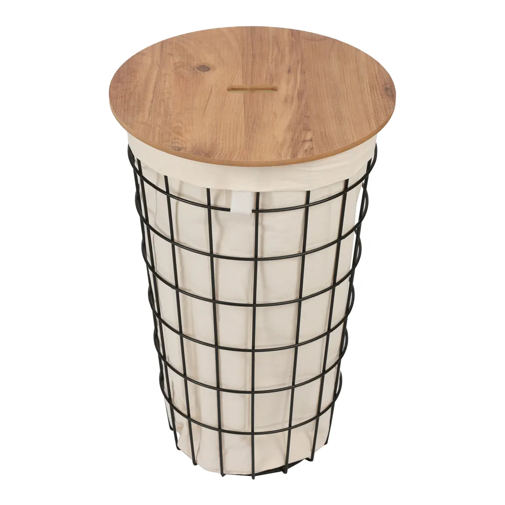 En.casa Wäschekorb ’Skive’ Mit Wäschesack 40 L Metall Schwarz – Bild 5