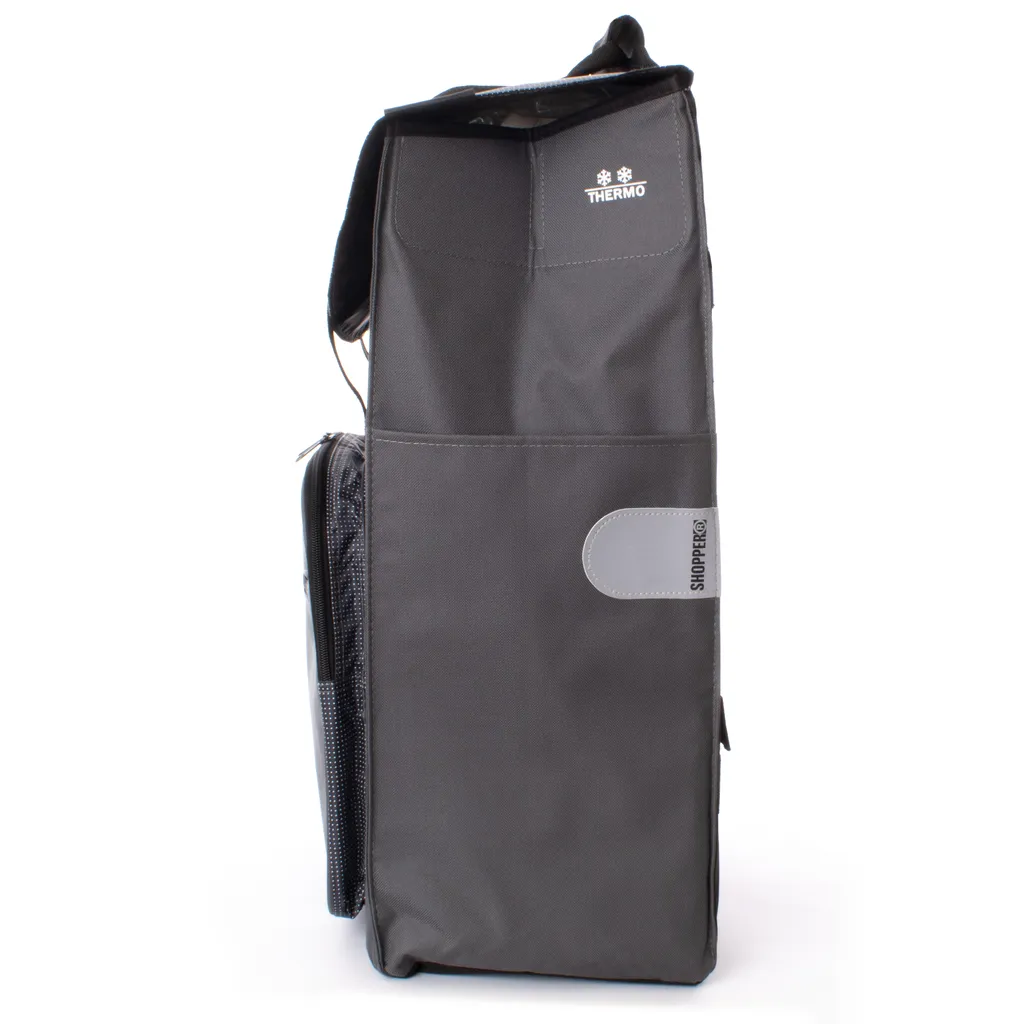 Andersen Shopper Royal Shopper Stahl Klappbar Mit Metallspeichenrad Ø 25 Cm Und 45 Liter Tasche Wismar Silbergrau Mit Kühlfach – Bild 8