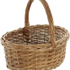 Frank-Flechtwaren Bügelkorb 'Zopfmuster' Füllkorb Flechtkorb Natur Bügel Einkauf Flaschen