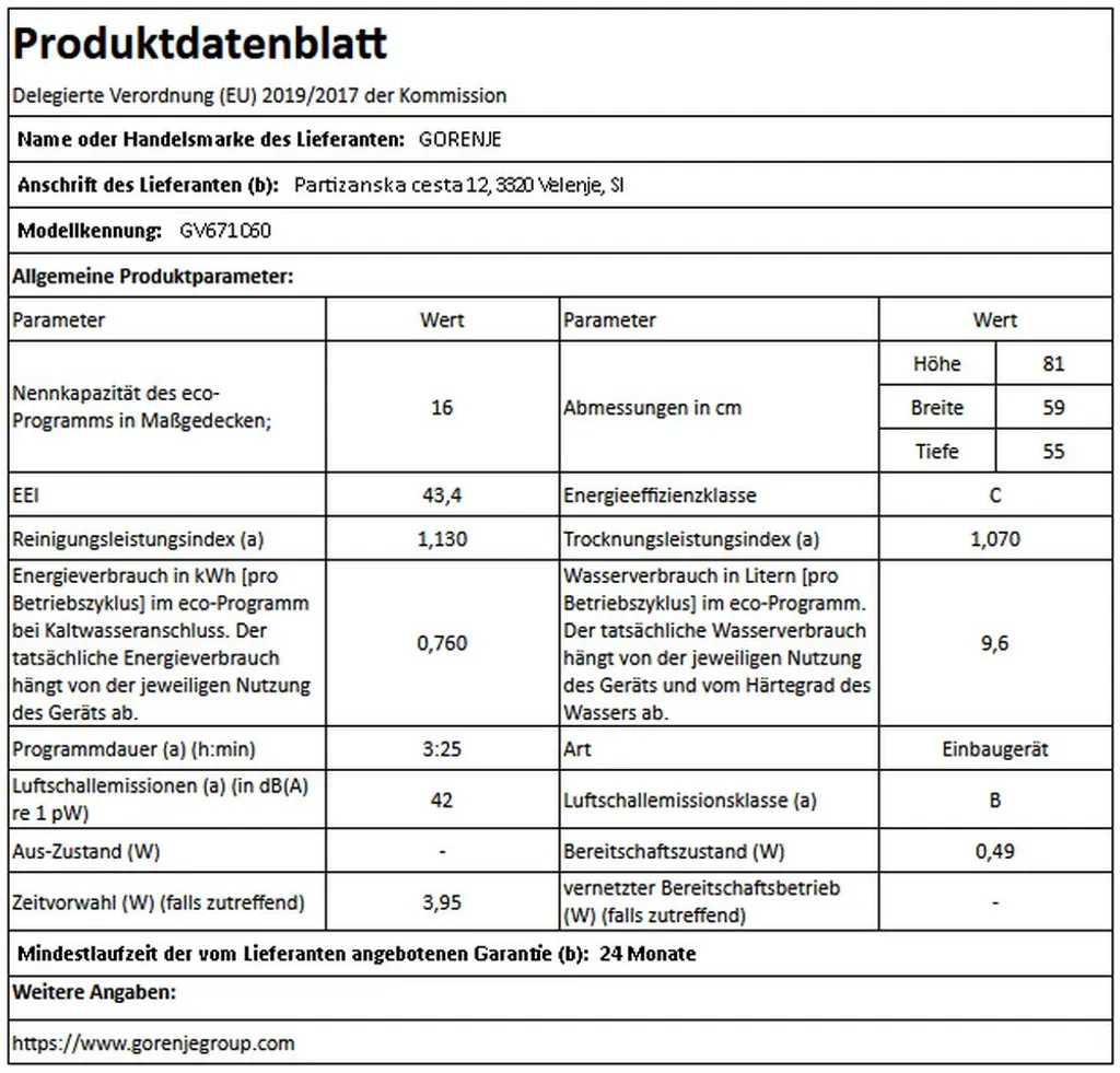 Gorenje GV 671C 60 Vollintegrierbarer Geschirrspüler / 60cm / 16 Maßgedecke / Höhenverstellbarer Oberkorb / SpeedWash In 15 Minuten / Automatikprogramme / Automatische Türöffnung – Bild 8