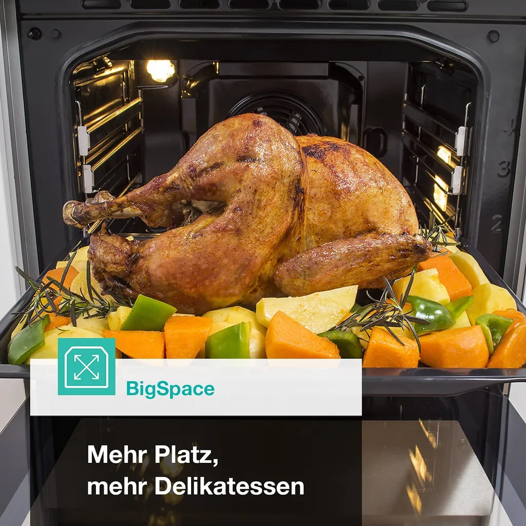 Gorenje Black Set 4 PYROLYSE Einbauherd - Set Mit Glaskeramik-Kochfeld Mit Edelstahlrahmen - 77L XXL Volumen - GentleClose - AirFry - PizzaMode - ChildLock - PerfectGrill - Teleskopauszüge - Schwarz – Bild 9