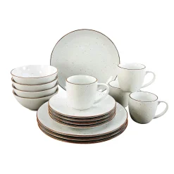 Creatable Porzellanhaus CreaTable 20317 Kombiservice Vintage Nature Für 4 Personen, Porzellan, Weiß (1 Set, 16-teilig)