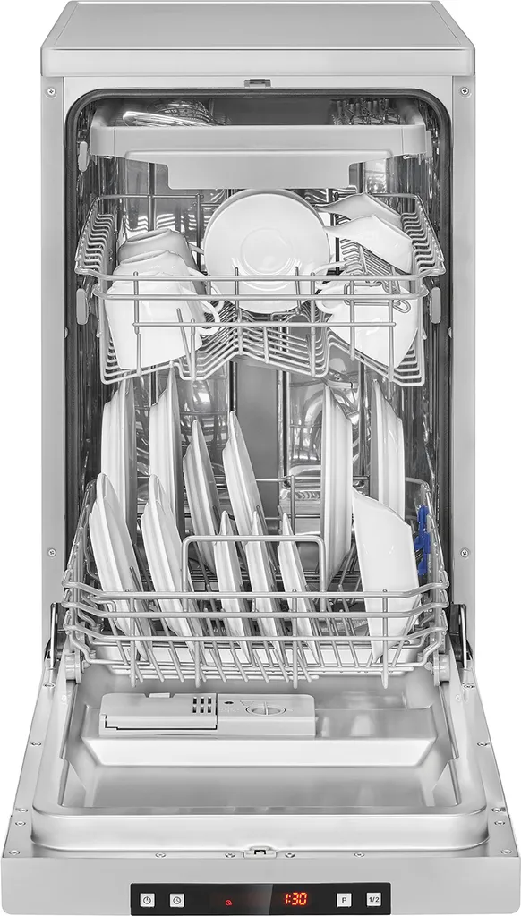 Bomann Geschirrspüler GSP 7409 Inox-look, Stand / Unterbaufähig, 45 Cm, Ausführung, LED Display, 10 Maßgedecke, 6 Programme – Bild 2