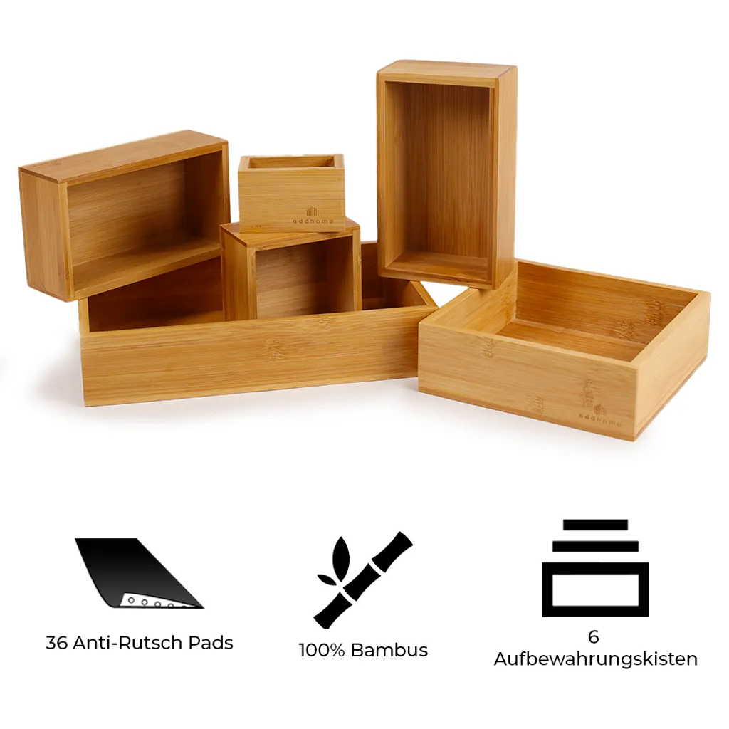Qualty365 GmbH Addhome Schubladen Ordnungssystem Aus Bambus, Bestehend Aus 6 Holzkästen – Bild 6