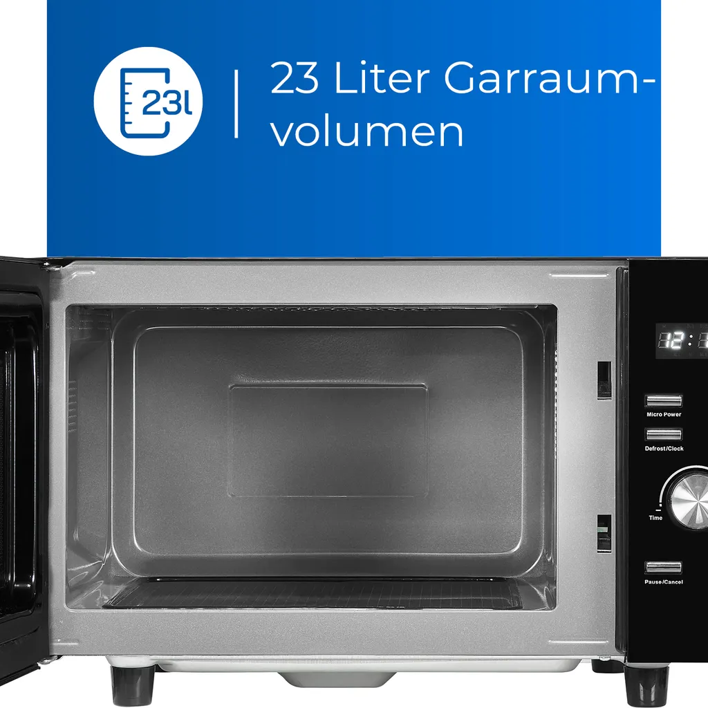 Exquisit Mikrowelle MW8023-F-240DIG Schwarz | 750 Watt | 1000 Watt Grill | Timer | Auftaufunktion – Bild 4