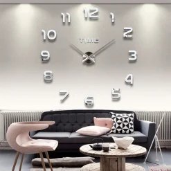 3D Wanduhren Wanduhr Groß Uhr Mute Decor Wandtattoo Modern Deko Geschenk Home Office Büro DIY Wohnwand Wohnzimmer Wand Decoration Design Schwarz Retoo