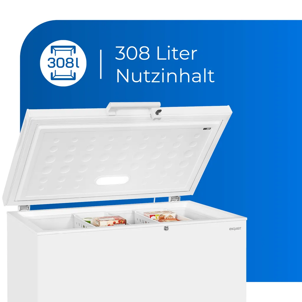 Exquisit Gefriertruhe GT320-HE-040E Weiss | Standgerät | 316 L Volumen | Weiß – Bild 3