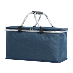 Mmgoqqt Großer Korb Faltbare Einkaufshilfe Picknickkorb Faltbare Einkaufstasche Einkaufskorb Mit Aluminiumgriff,Navy Blau