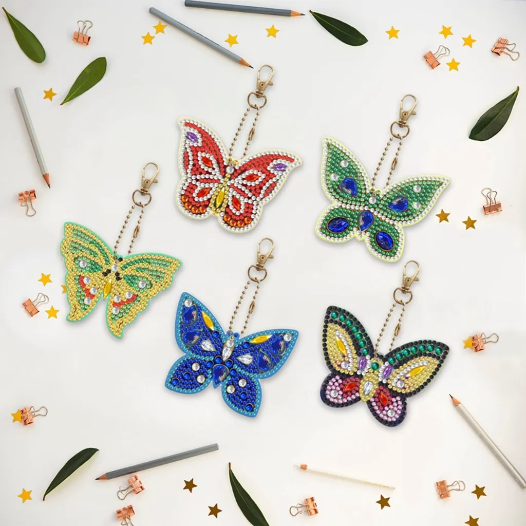 YisibaihTao 5pcs 5D Diamond Painting Anhänger Set,Diamond Painting Schlüsselanhänger Weihnachten Kinder Junge Crystal Strass Kit DIY Doppelseitige Diamant Malerei Schlüsselbund Für Geschenkidee – Bild 4