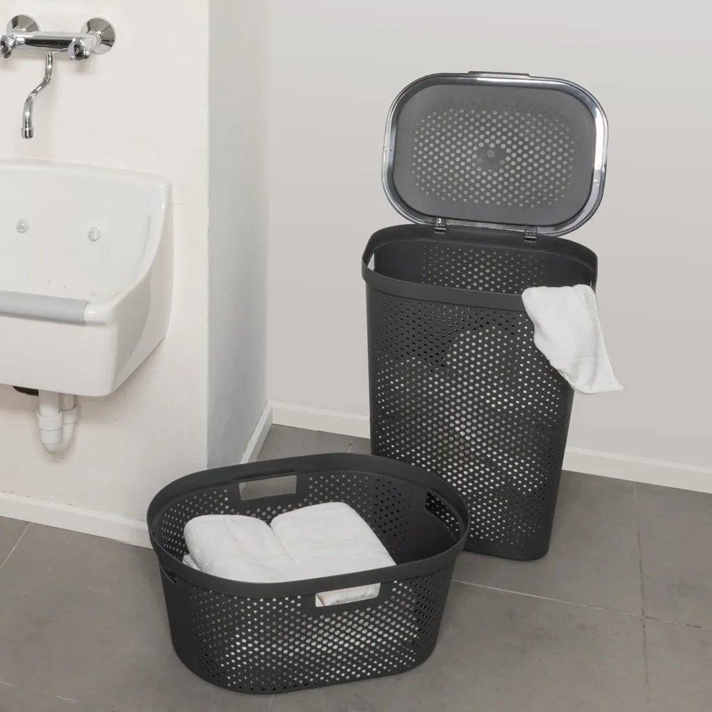 CURVER Wäschekiste 60L Infinity Dots - Recycelter Kunststoff - Grau – Bild 8