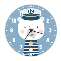 Gravurzeile Wanduhr Für Kinder Im Eisbär Design