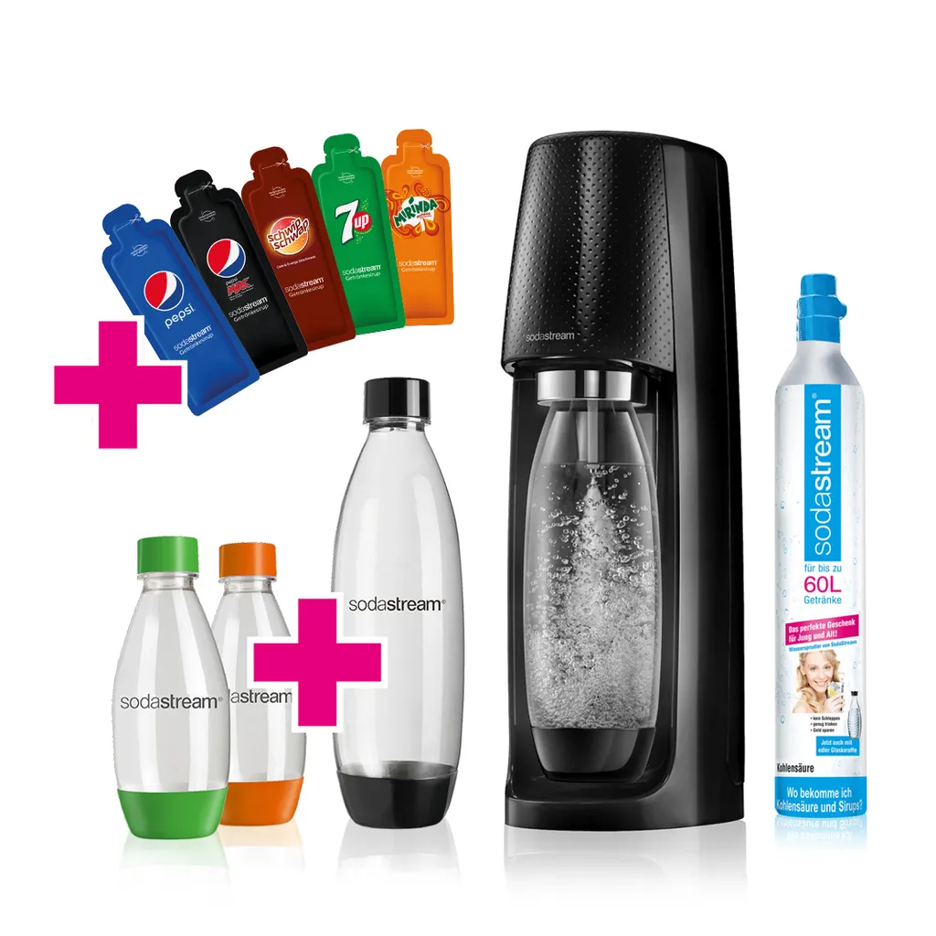 Sodastream Easy Vorteilspack Schwarz Mit 4 Flaschenund 5 Pepsi Sachets