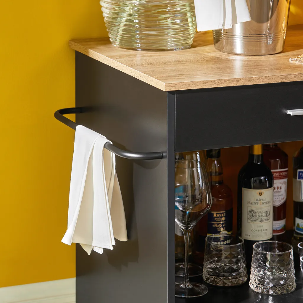 SoBuy FKW113-SCH Servierwagen Küchenwagen Kücheninsel Küchenschrank Rollwagen Mikrowellenschrank Küchenrollwagen Schwarz BHT Ca.: 82x88x46cm – Bild 7