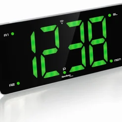 Techno Line Technoline WT 486 Schwarz-Silber, Radiowecker, Funk, LED Ziffern, Sleep-Timer