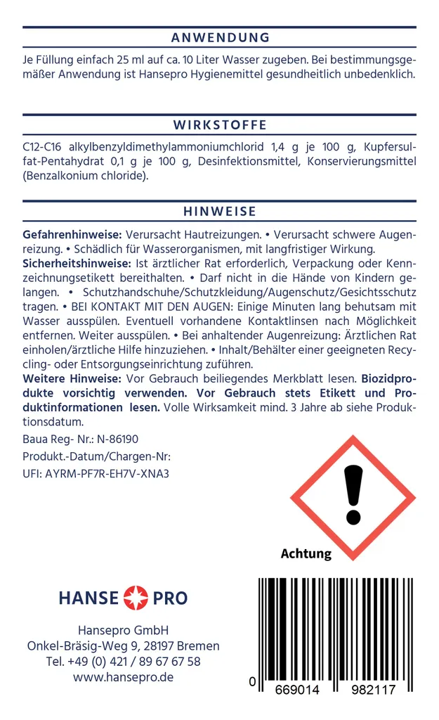HANSE PRO Hygienemittel, 5 Liter , Verpackungseinheit:1 Stück – Bild 2
