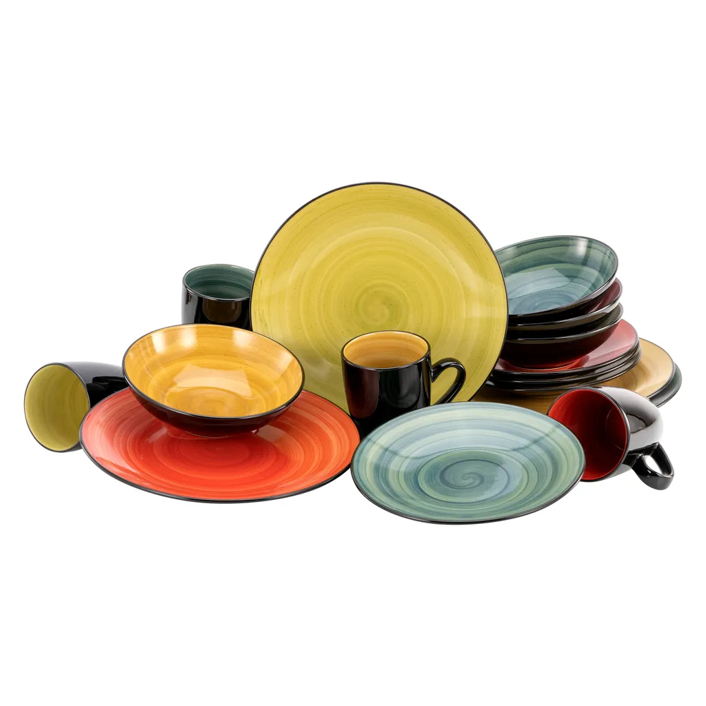 Creatable Porzellanhaus CreaTable 20210 Kombiservice Samoa Für 4 Personen, Steinzeug, Mehrfarbig (1 Set, 16-teilig)