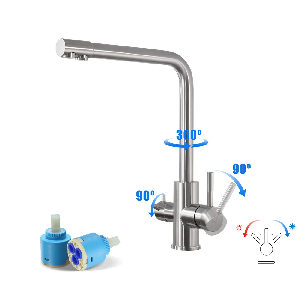 CECIPA Küche Wasserfilter Wasserhahn, Trinkwasserhahn, 3 Wege Wasserhahn, Küchenarmatur, Mischbatterie Für Wasserfiltersystem – Bild 5