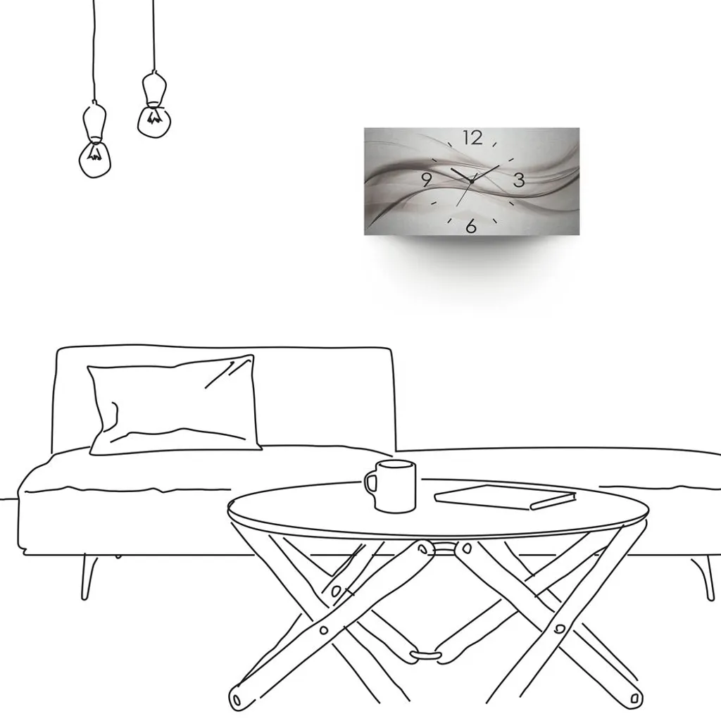 ARTland Wanduhre, Gebogen Funkuhr - Schwarzer Zeiger Abstraktes Design - Schöne Welle Größe: 60x30 Cm – Bild 3