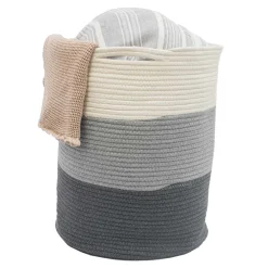 Dunedesign Ø38x46 Baumwoll Seilkorb 50L Aufbewahrungskorb Boho Wäschekorb Kinderzimmer Korb