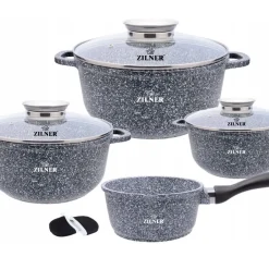 Zilner Graue Töpfe Und Kasserolle Mit Marmorbeschichtung