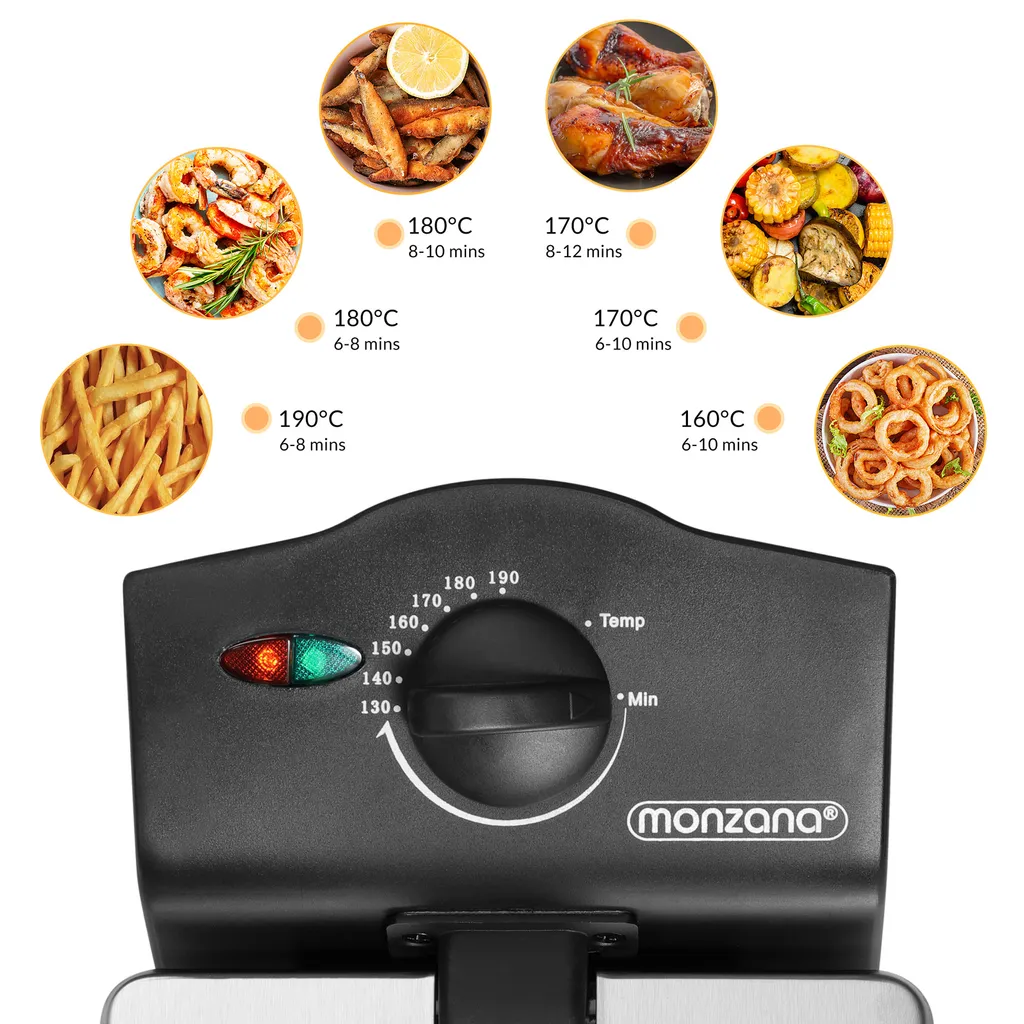 Deuba Monzana Fritteuse 4 Liter Edelstahl Mit Öl 2000 Watt Herausnehmbarer Ölbehälter Regelbare Temperatur Kaltzonentechnik – Bild 3