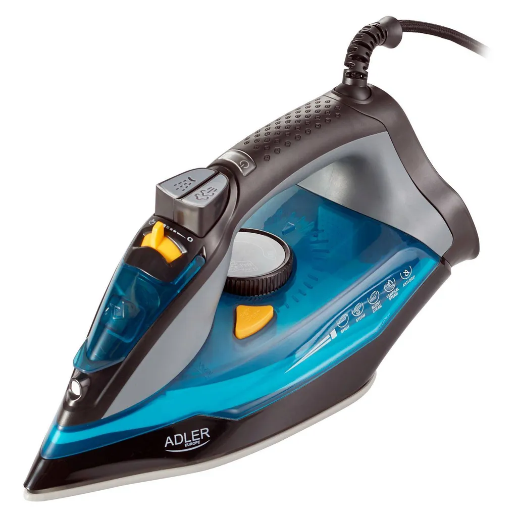 Adler Ad 5032 Bügeleisen Trockenbügeleisen Keramiksohle Schwarz, Blau, Grau 2400 W – Bild 2