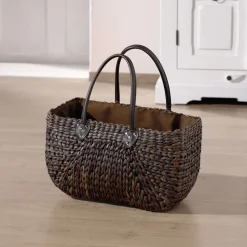 Frank-Flechtwaren Maisstroh-Tasche, Mokka, T43 X B20 X H24 Cm, GH44 Cm, Einkaufstasche,Tragetasche