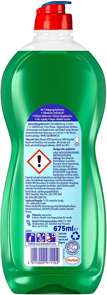 Henkel Pril Frische Minze Für Fett Stärke Hartnäckigste Verschmutzung 675ml – Bild 4