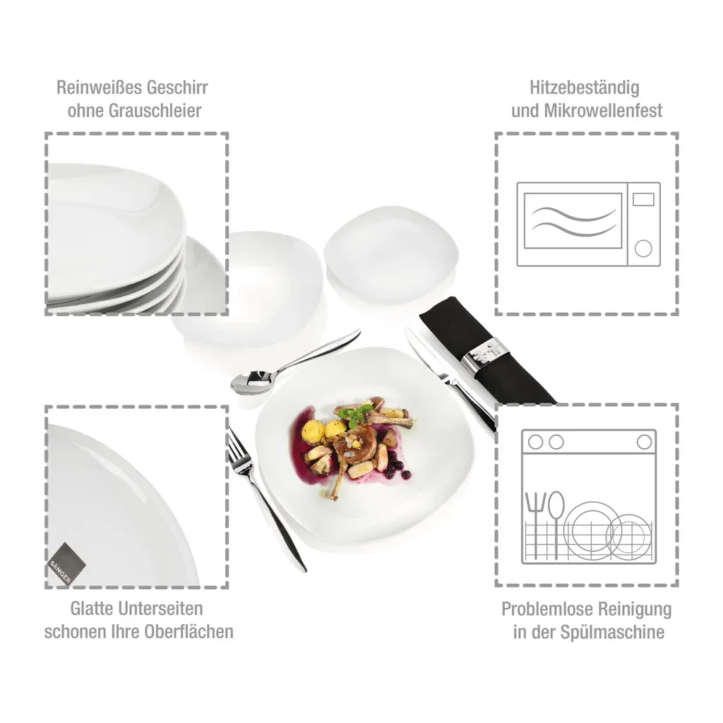 Sänger SÄNGER Porzellan Geschirrset Bilgola, Tafelservice 24 Teilig Für 6 Personen – Bild 2