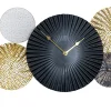 Levandeo Wanduhr 64x31cm Metall Schwarz Gold Wandbild Wanddeko Uhr Metallbild Wandkunst