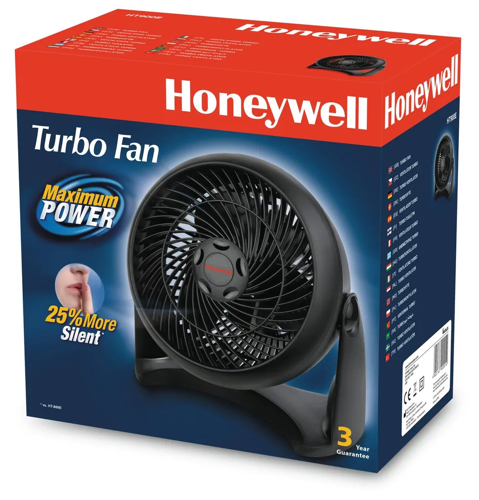 Honeywell HT-900E Kraftvoller Und Geräuscharmer Turbo-Ventilator, Schwarz – Bild 4