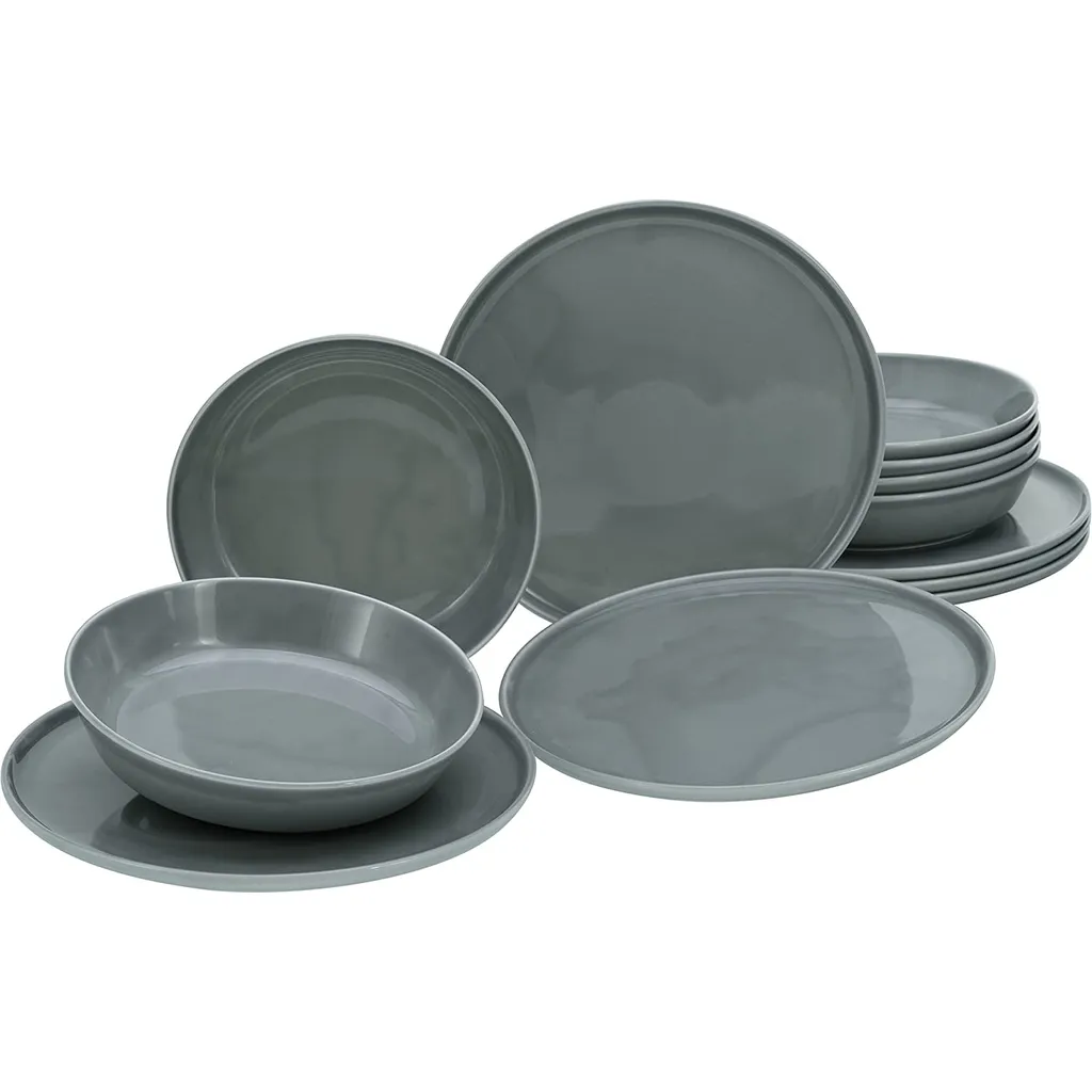 Creatable Porzellanhaus CreaTable 16735 Tafelservice Chef Collection Für 6 Personen, Porzellan, Grau (1 Set, 12-teilig)