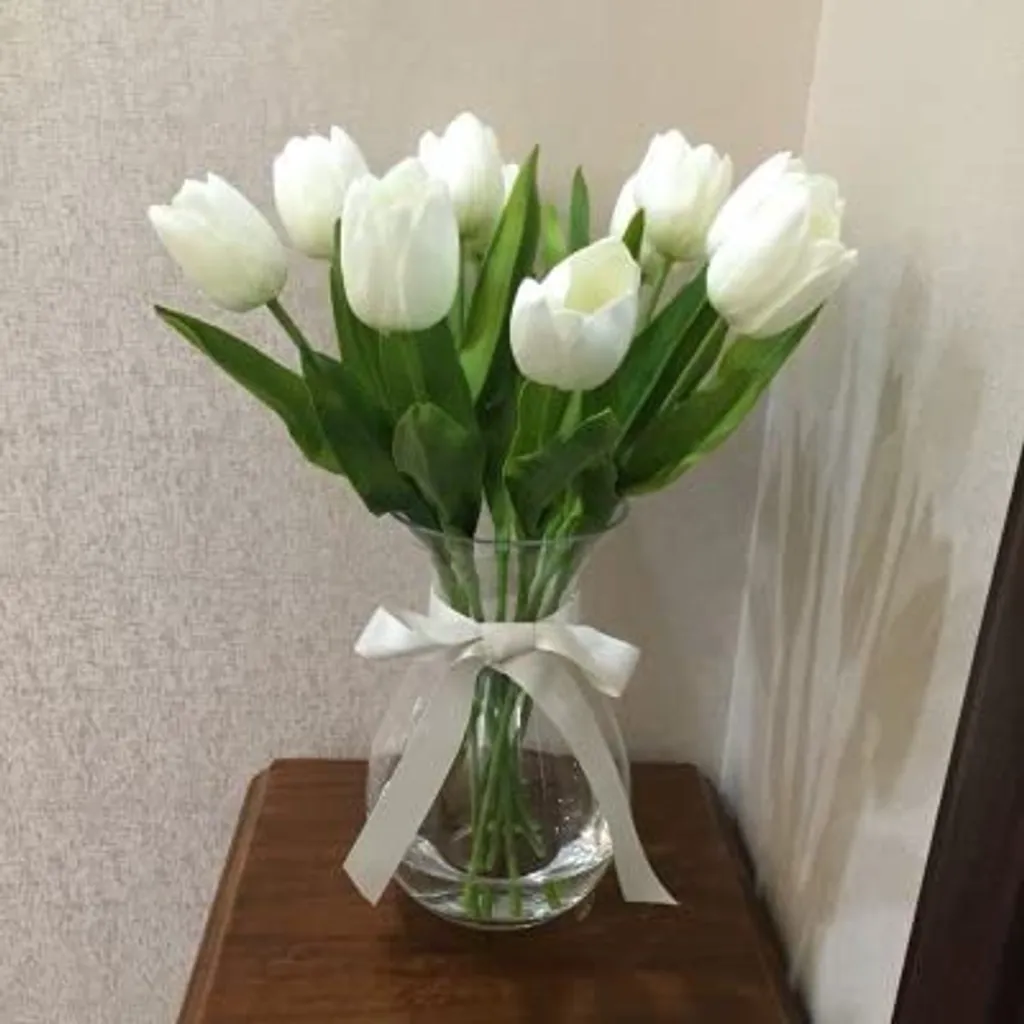 Miili 20 Stück Tulpe Künstliche Blume Latex Real Touch Bridal Wedding Bouquet Home Decor (Weiß) – Bild 4