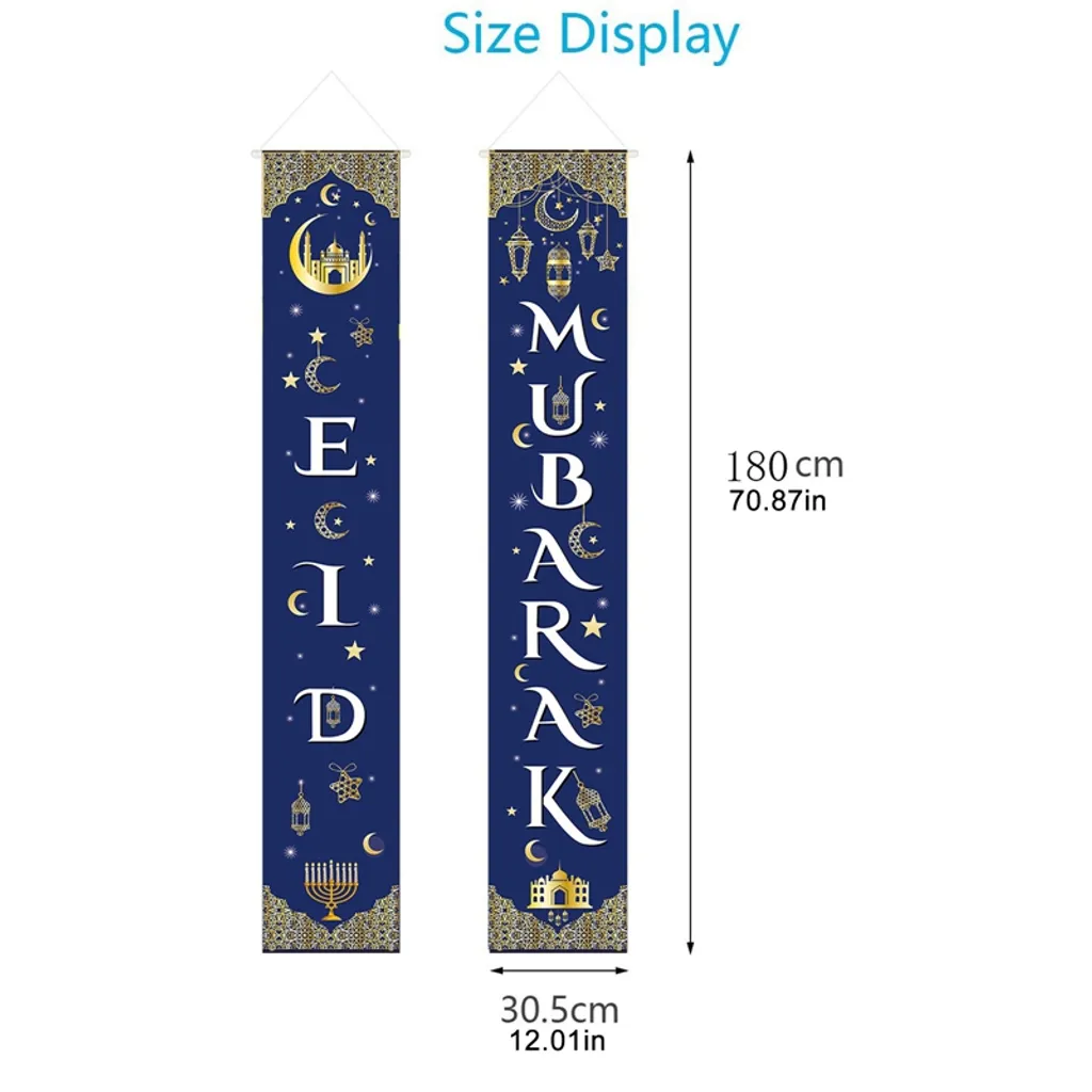 Jesunfuzhu Eid Mubarak Banner Ramadan Dekoration Für Islamische Muslimische ParteiNachbildung, Islamisches Eid Festival – Bild 5