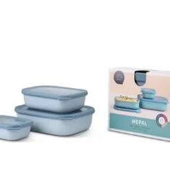 Mepal Vorratsdosen Set 3 Teilig Nordic Blue Cirqula Rechteckig Flach BPA Frei
