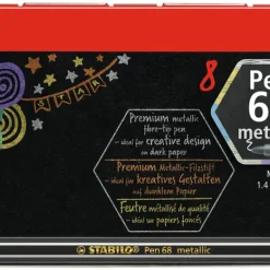 Premium Metallic-Filzstift - STABILO Pen 68 Metallic - 8er Metalletui - Mit 8 Verschiedenen Metallic-Farben
