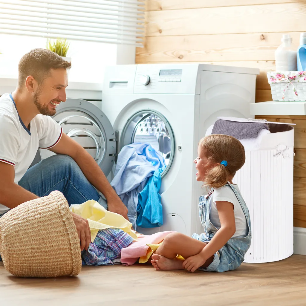 Relaxdays Wäschekorb Bambus Rund – Bild 2