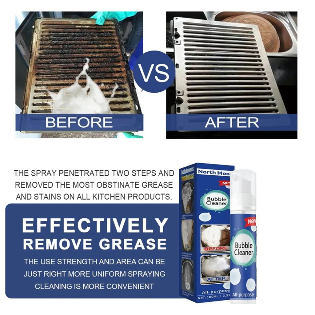 Stretoey 2 Stk 100ml Schäumender Schwerölfleckenreiniger Reiniger, Leistungsstarker Fleckenentferner, Schaumreiniger, Hartnäckig Fett & Schmutz Entfernen Blasenspray, Allzweckreiniger – Bild 3