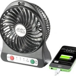 Sichler 3in1 Akku Tisch-Ventilator Mit Powerbank-Funktion + Leuchte / Lampe 1.800 MAh Auto Camping