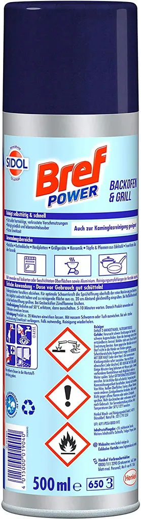 Henkel Sidol Bref Power Backofen & Grill Reiniger 500ml-10 Min. Kraft-Formel – Bild 4