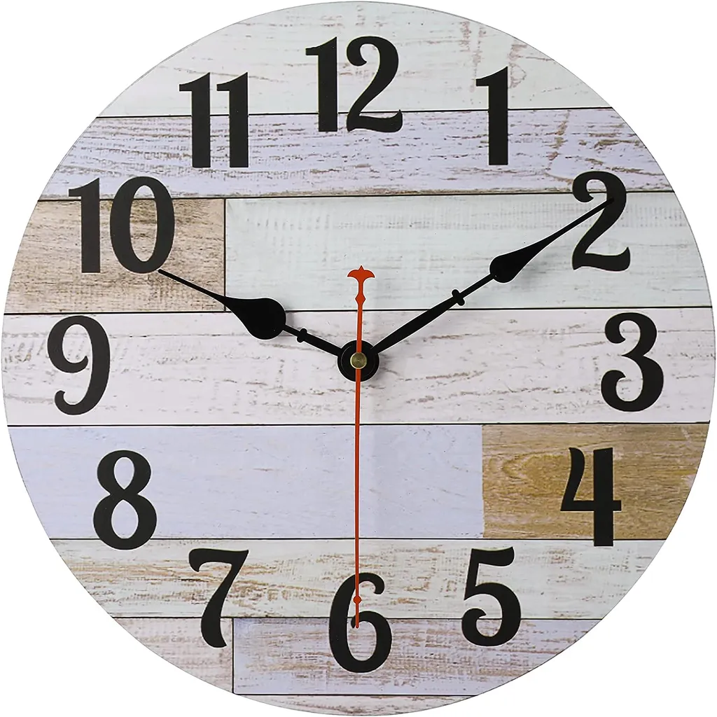 SOLEDI Wanduhr Vintage Rustikal Antik Lautlos Geräuscharm,Funk Wanduhren Aus Holz 12 Zoll/30CM(Ländlich Himmel)